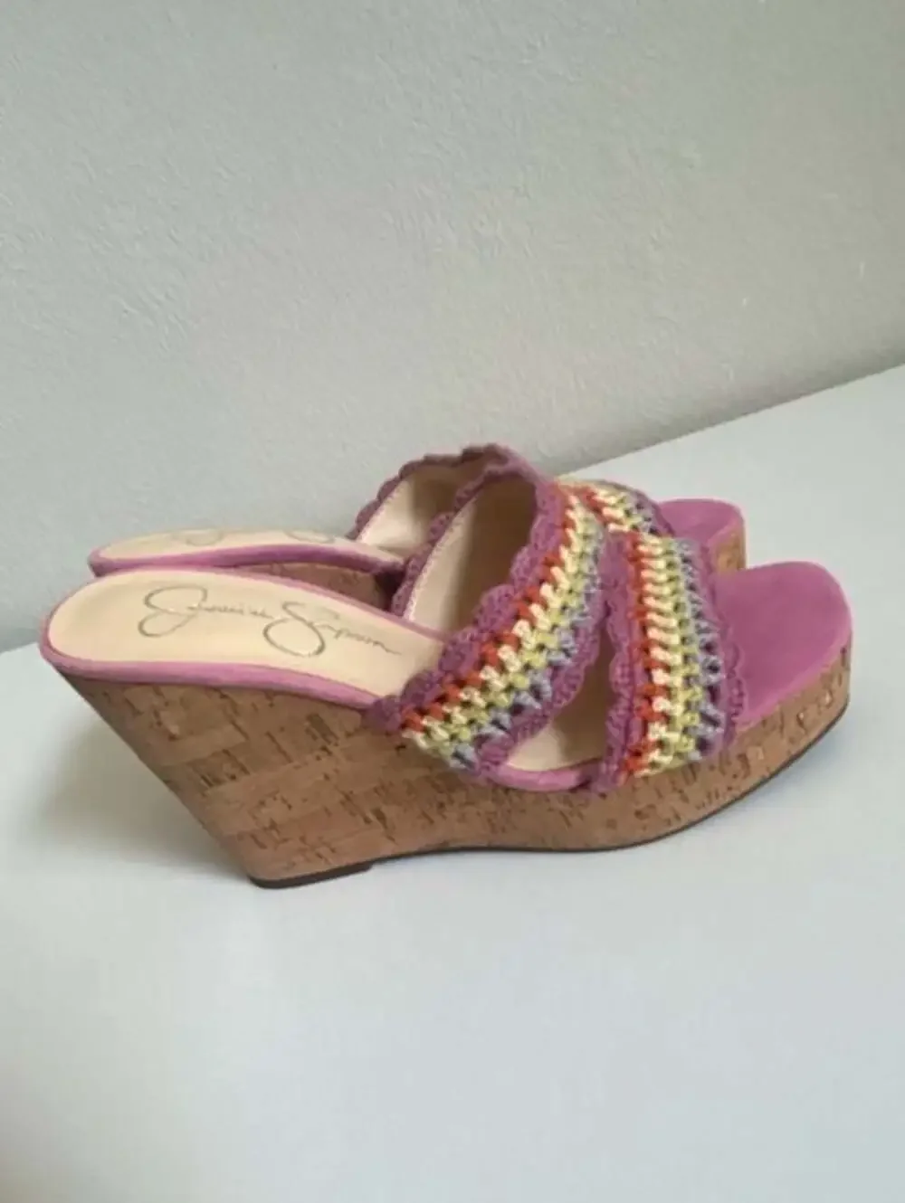 Jessica Simpson Women's Multi-Colored Crochet Knit Wedge Sandals